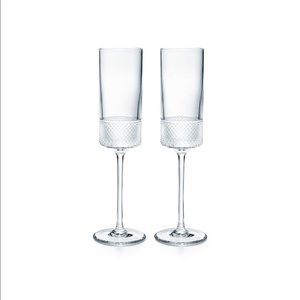Tiffany Diamond Point Champagne Flute Set